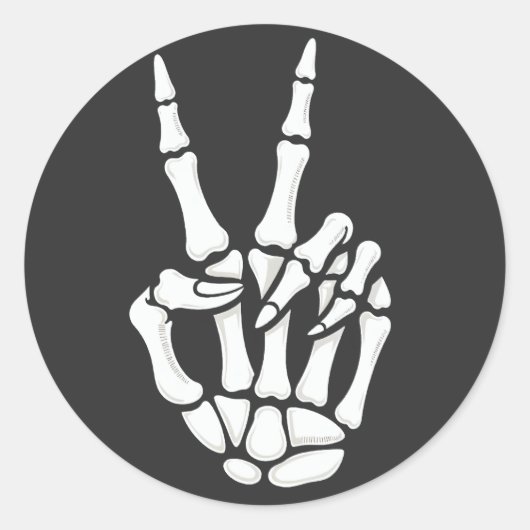 Skeleton Hand Peace Sign Cool Halloween Ronde Sticker (Voorkant)