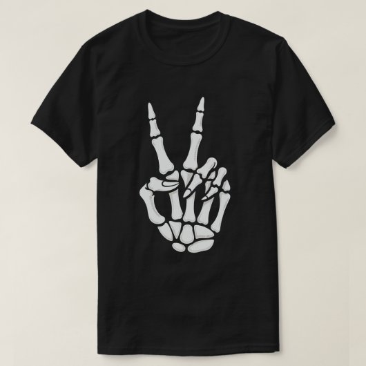 Skeleton Hand Peace Sign Cool Halloween T-shirt (Design voorkant)
