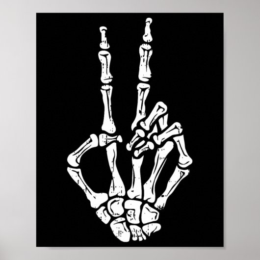 Skeleton Hand Peace Sign Halloween Kostuum Botten Poster (Voorkant)