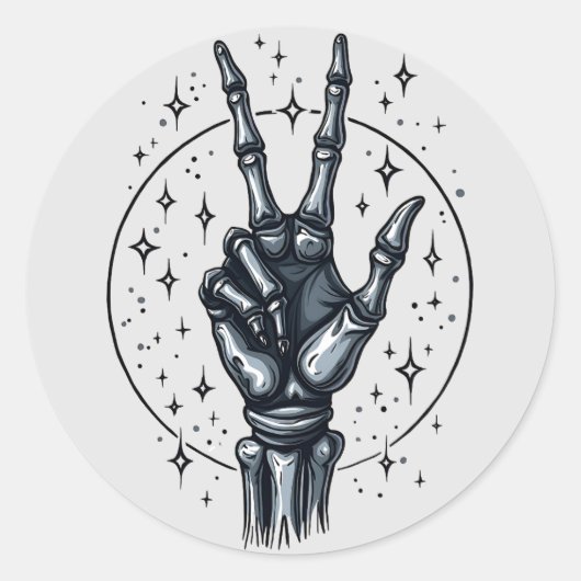 Skeleton Hand Peace Sign Sticker (Voorkant)