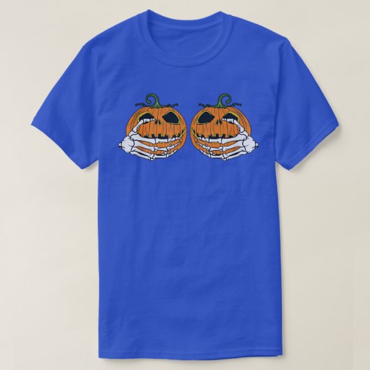 Skeleton Hand Pumpkin Bra Costume Funny Halloween T-shirt (Design voorkant)