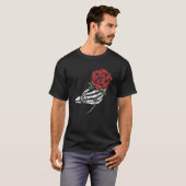 Skeleton Hand Red Rose Flower T-shirt (Voorkant volledig)