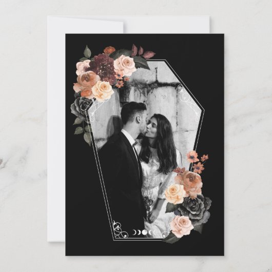 Skeleton Hand Ring Gothic Fall Wedding Save the Da Kaart (Achterkant)