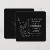 Skeleton Hand Rock Star Black Birthday Party Kaart (Voorkant / Achterkant)