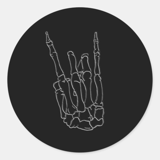 Skeleton Hand Rock Star Black Birthday Party Ronde Sticker (Voorkant)