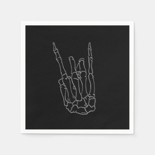 Skeleton Hand Rock Star Black Birthday Party Servet (Voorkant)