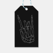 Skeleton Hand Rock Star Zwart Verjaardagsfeestje F Cadeaulabel (Voorkant)