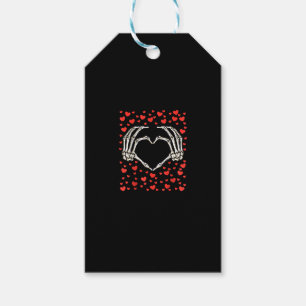 Skeleton Hand Rode Hart Verjaardag Valentijnsdag Cadeaulabel
