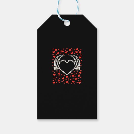 Skeleton Hand Rode Hart Verjaardag Valentijnsdag Cadeaulabel (Voorkant)