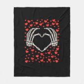 Skeleton Hand Rode Hart Verjaardag Valentijnsdag Fleece Deken (Voorkant)