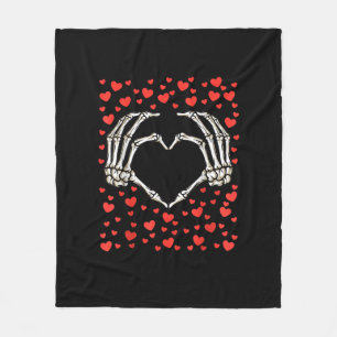 Skeleton Hand Rode Hart Verjaardag Valentijnsdag Fleece Deken