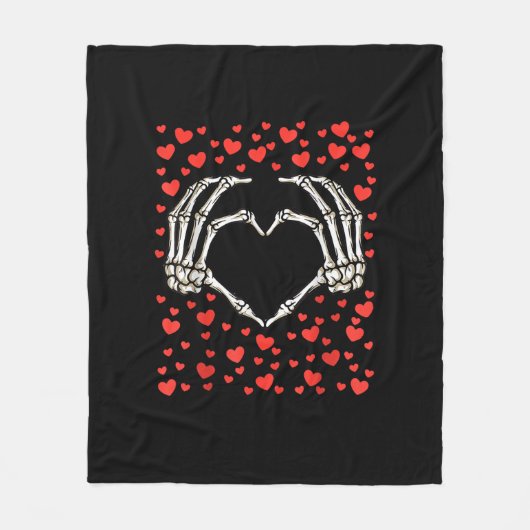 Skeleton Hand Rode Hart Verjaardag Valentijnsdag Fleece Deken (Voorkant)