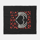 Skeleton Hand Rode Hart Verjaardag Valentijnsdag Fleece Deken (Voorkant (Horizontaal))