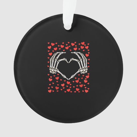 Skeleton Hand Rode Hart Verjaardag Valentijnsdag Ornament (voorkant)