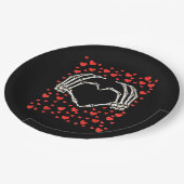 Skeleton Hand Rode Hart Verjaardag Valentijnsdag Papieren Bordje (Gekanteld)