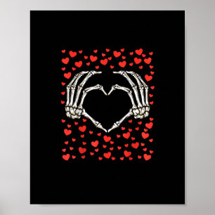 Skeleton Hand Rode Hart Verjaardag Valentijnsdag Poster