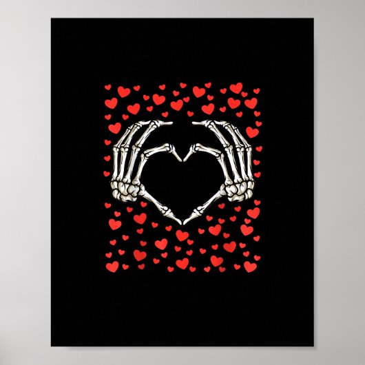 Skeleton Hand Rode Hart Verjaardag Valentijnsdag Poster (Voorkant)