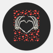 Skeleton Hand Rode Hart Verjaardag Valentijnsdag Ronde Sticker (Voorkant)