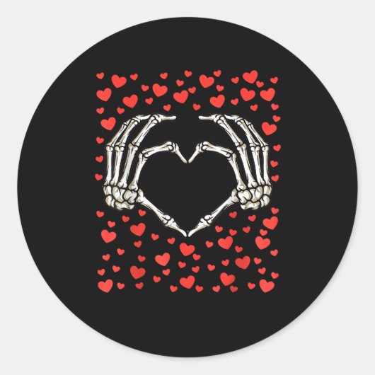 Skeleton Hand Rode Hart Verjaardag Valentijnsdag Ronde Sticker (Voorkant)