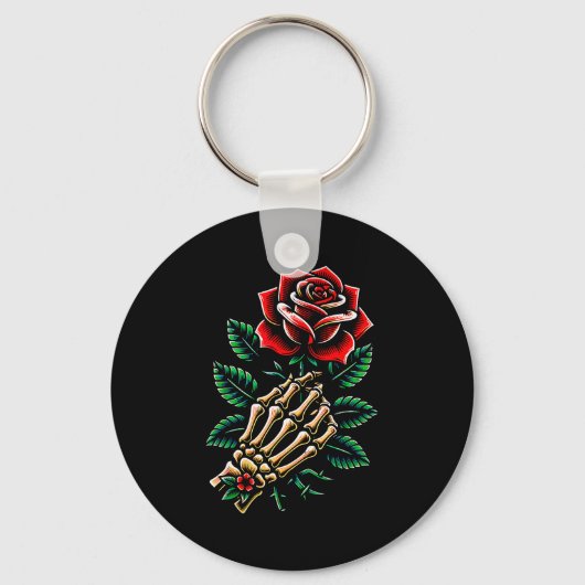 Skeleton Hand Rose Graphic Sleutelhanger (Voorkant)
