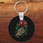 Skeleton Hand Rose Graphic Sleutelhanger (Voorkant)
