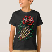 Skeleton Hand Rose Graphic  T-shirt (Voorkant)