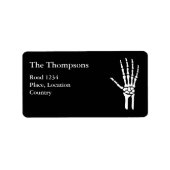 Skeleton Hand Silhouet op zwart met aangepaste tek Etiket (Voorkant)