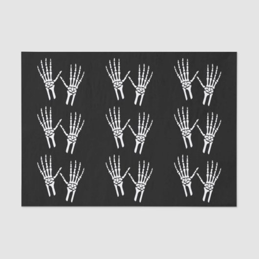 Skeleton Hand Silhouetten op Black Halloween Tissuepapier (Voorkant)