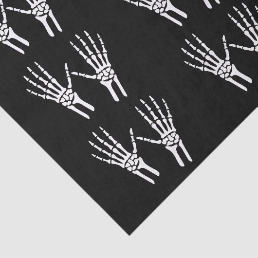 Skeleton Hand Silhouetten op Black Halloween Tissuepapier (Detail)