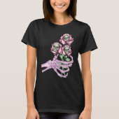 Skeleton Hand Skull Pastel Roses Graphic Valentine T-shirt (Voorkant)