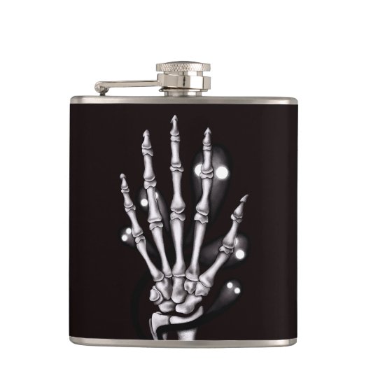 Skeleton Hand Spooky Gothic Anatomie Heupfles (Voorkant)