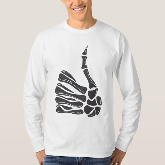 Skeleton Hand Thumbs Up T-Shirt (Voorkant)