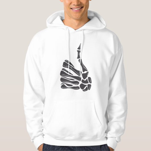 Skeleton Hand Thumbs Up White Hoodie (Voorkant)