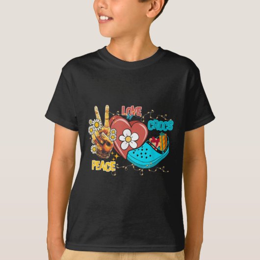 Skeleton Hand Vrede Love-crocs Familie Xmas Pyjama T-shirt (Voorkant)