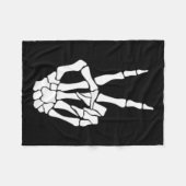 Skeleton Hand Vrede Teken Bone Halloween Pocket Sk Fleece Deken (Voorkant (Horizontaal))