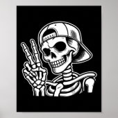 Skeleton Hand Vredesteken Retro Halloween Skelet Poster (Voorkant)