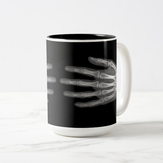 Skeleton Hand X-Ray Tweekleurige Koffiemok (Voorkant rechts)