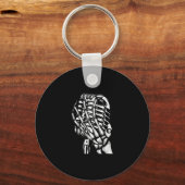Skeleton-hand zingend van de microfoonrots sleutelhanger (Voorkant)
