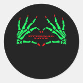 Skeleton Handen - Grappig Halloween Ronde Sticker (Voorkant)