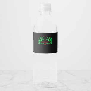 Skeleton Handen - Grappig Halloween Waterfles Etiket