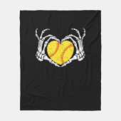 Skeleton Handen Hart Halloween Kostuum Softbal Wo Fleece Deken (Voorkant)