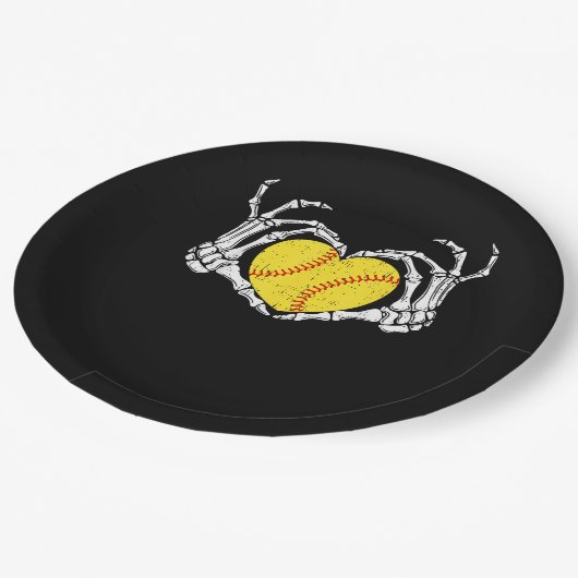 Skeleton Handen Hart Halloween Kostuum Softbal Wo Papieren Bordje (Gekanteld)