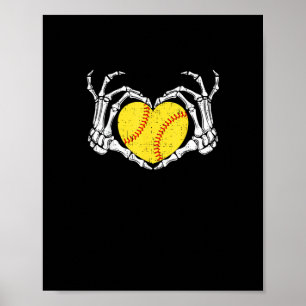 Skeleton Handen Hart Halloween Kostuum Softbal Wo Poster