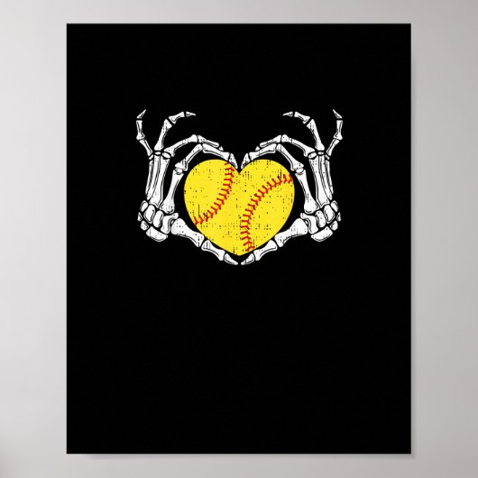 Skeleton Handen Hart Halloween Kostuum Softbal Wo Poster (Voorkant)