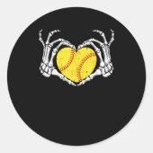 Skeleton Handen Hart Halloween Kostuum Softbal Wo Ronde Sticker (Voorkant)