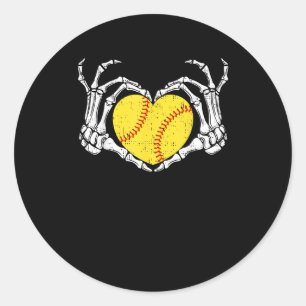 Skeleton Handen Hart Halloween Kostuum Softbal Wo Ronde Sticker