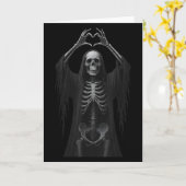 Skeleton Handen Hart Teken Eng Gezicht Grappig Hal Kaart (Gele Bloem)