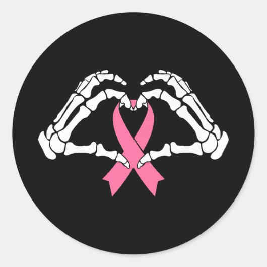 Skeleton Handen houden Ribbon Halloween Kostuum Ha Ronde Sticker (Voorkant)