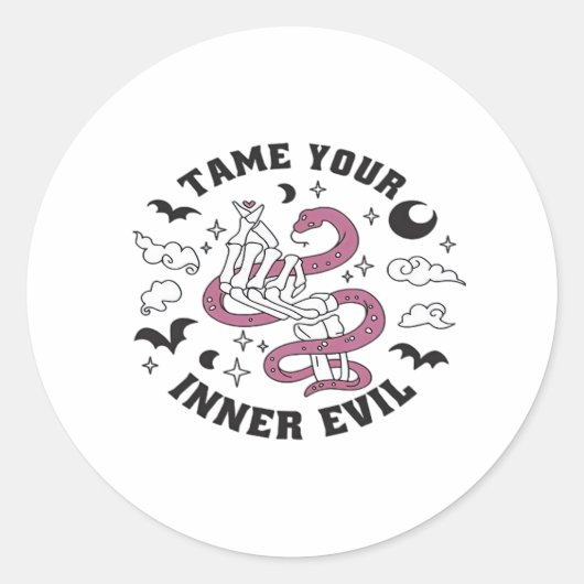 Skeleton Handje Making Heart Ronde Sticker (Voorkant)