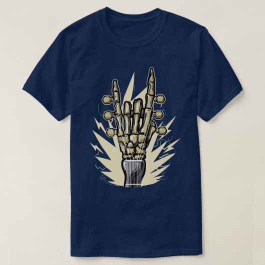 Skeleton Handmetaal gitarist Guitar Rock en Roll T-shirt (Design voorkant)